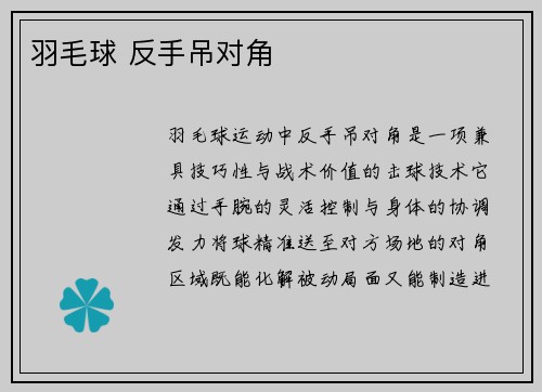 羽毛球 反手吊对角